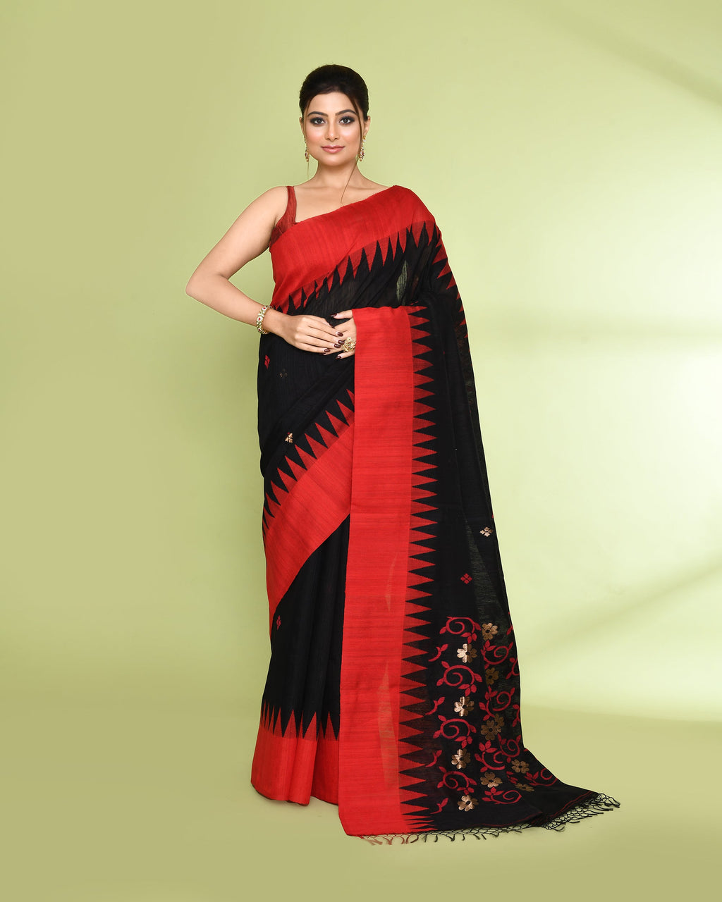 Piyari Fashion Women's Black Embellished Matka Silk Jamdani Saree - Distacart