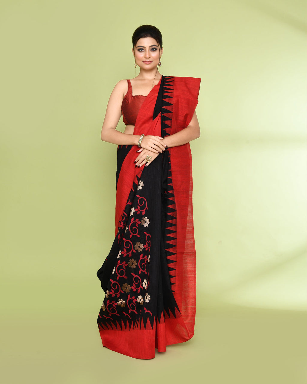 Piyari Fashion Women's Black Embellished Matka Silk Jamdani Saree - Distacart