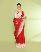 Piyari Fashion Women's Red Embellished Matka Silk Jamdani Saree - Distacart
