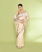 Piyari Fashion Women's Beige Embellished Embroidery Silk Saree - Distacart