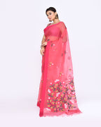 Piyari Fashion Women's Pink Embellished Silk Jamdani Saree - Distacart