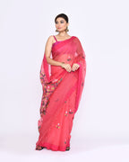 Piyari Fashion Women's Pink Embellished Silk Jamdani Saree - Distacart