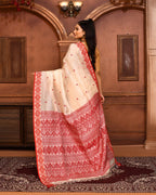 Piyari Fashion Off White Tussar Silk Saree With Blouse Piece - Distacart