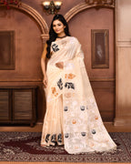 Piyari Fashion Off White Tussar Silk Jamdani Saree With Blouse Piece - Distacart