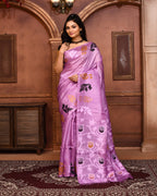 Piyari Fashion Purple Tussar Silk Jamdani Saree With Blouse Piece - Distacart