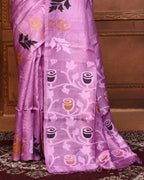 Piyari Fashion Purple Tussar Silk Jamdani Saree With Blouse Piece - Distacart