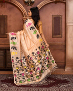 Piyari Fashion Beige Tussar Silk Jamdani Saree With Blouse Piece - Distacart