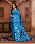 Piyari Fashion Turquoise Blue Tussar Silk Jamdani Saree With Blouse Piece - Distacart