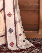 Piyari Fashion Off White Tussar Silk Jamdani Saree With Blouse Piece - Distacart