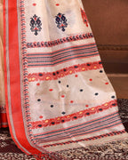 Piyari Fashion Off White Tussar Silk Jamdani Saree With Blouse Piece - Distacart