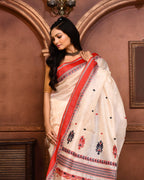 Piyari Fashion Off White Tussar Silk Jamdani Saree With Blouse Piece - Distacart