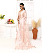 Piyari Fashion Women's Peach Organic Tissue Saree With Blouse Piece - Distacart