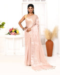 Piyari Fashion Women's Peach Organic Tissue Saree With Blouse Piece - Distacart