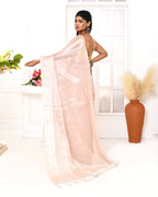 Piyari Fashion Women's Peach Organic Tissue Saree With Blouse Piece - Distacart