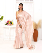 Piyari Fashion Women's Peach Organic Tissue Saree With Blouse Piece - Distacart