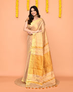 Piyari Fashion Women's Beige Zari Cotton Handloom Tissue Saree - Distacart