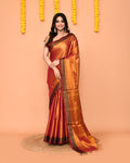 Piyari Fashion Women's Pink Yellow Dual Tone Zari Cotton Handloom Tissue Saree - Distacart