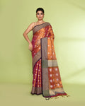 Piyari Fashion Women's Gold Magenta Zari Cotton Tissue Jamdani Saree - Distacart