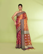 Piyari Fashion Women's Gold Magenta Zari Cotton Tissue Jamdani Saree - Distacart