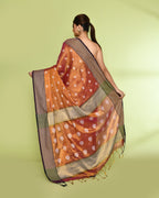 Piyari Fashion Women's Gold Magenta Zari Cotton Tissue Jamdani Saree - Distacart