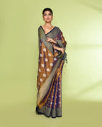 Piyari Fashion Women's Gold Blue Zari Cotton Tissue Jamdani Saree - Distacart
