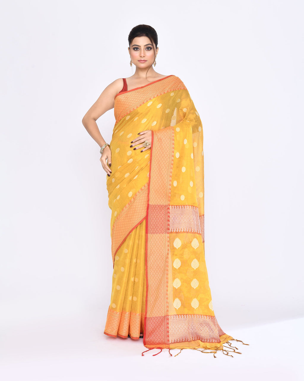 Piyari Fashion Women's Yellow Zari Cotton Tissue Jamdani Saree - Distacart