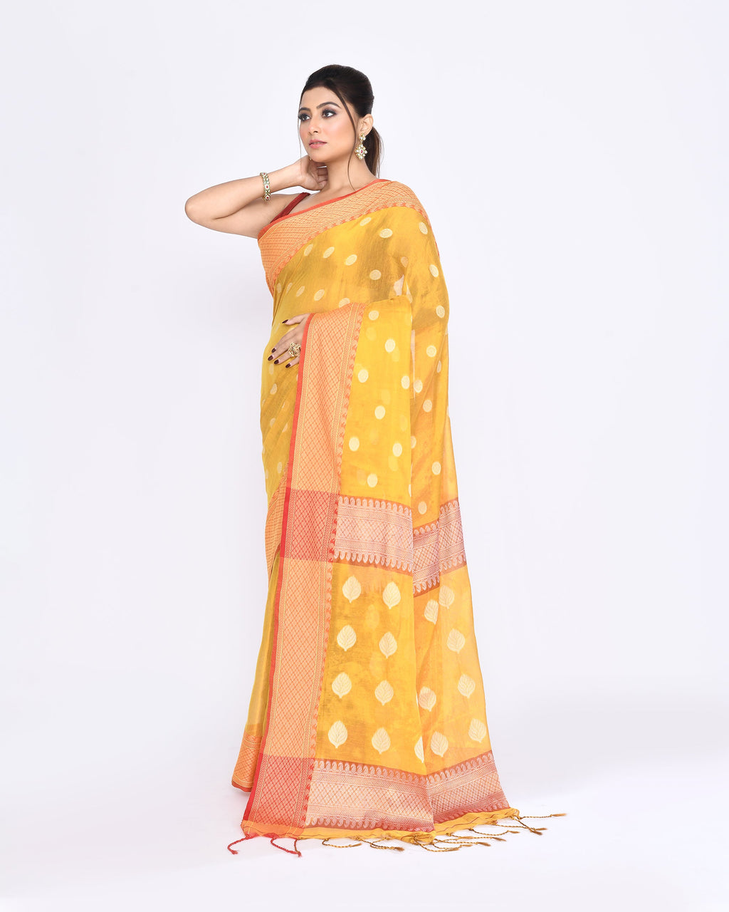 Piyari Fashion Women's Yellow Zari Cotton Tissue Jamdani Saree - Distacart