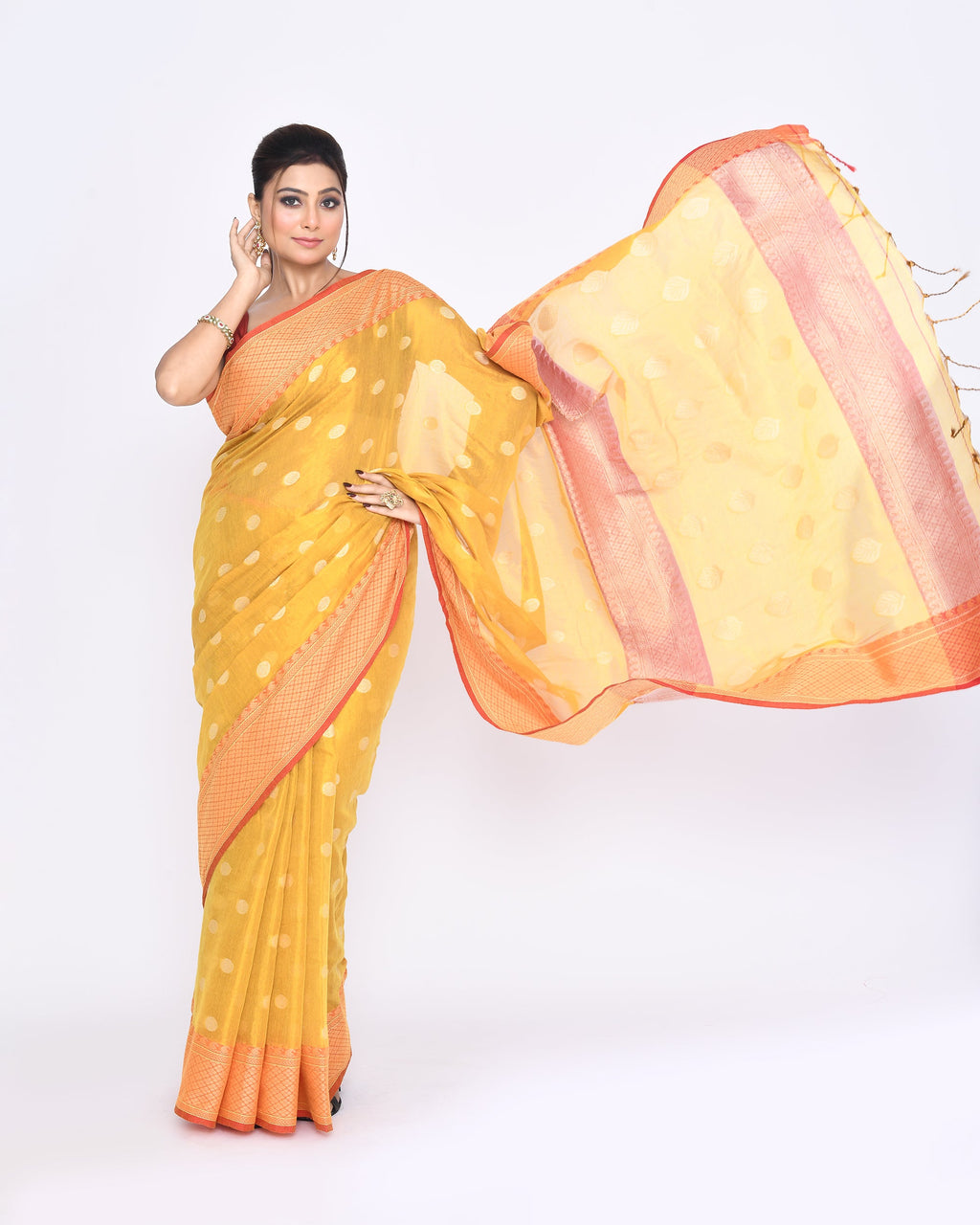 Piyari Fashion Women's Yellow Zari Cotton Tissue Jamdani Saree - Distacart