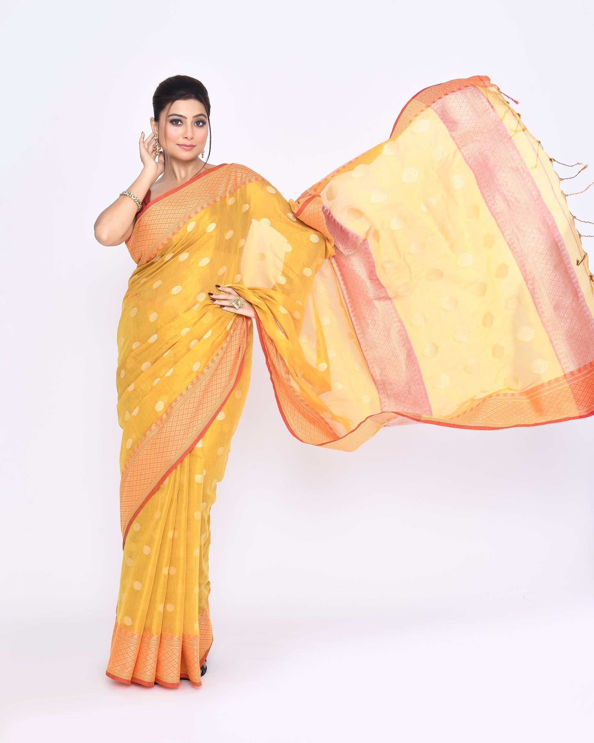 Piyari Fashion Women's Yellow Zari Cotton Tissue Jamdani Saree - Distacart