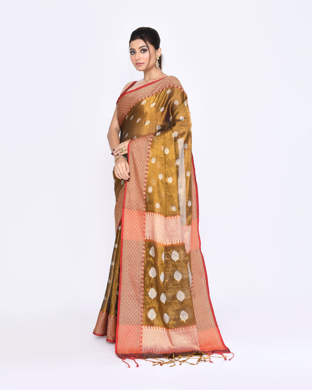 Piyari Fashion Women's Golden Zari Cotton Tissue Jamdani Saree - Distacart