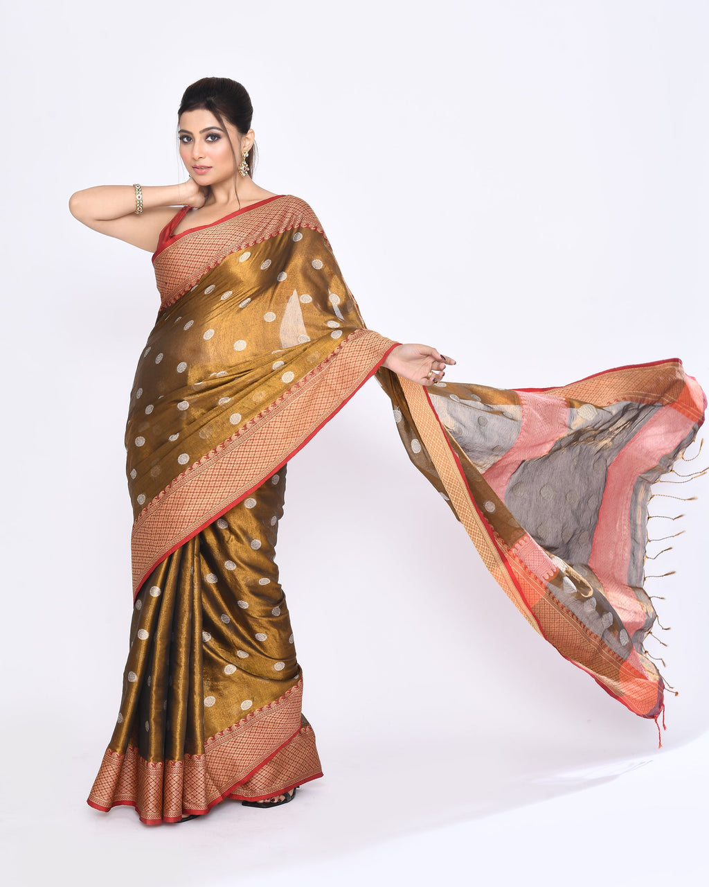Piyari Fashion Women's Golden Zari Cotton Tissue Jamdani Saree - Distacart