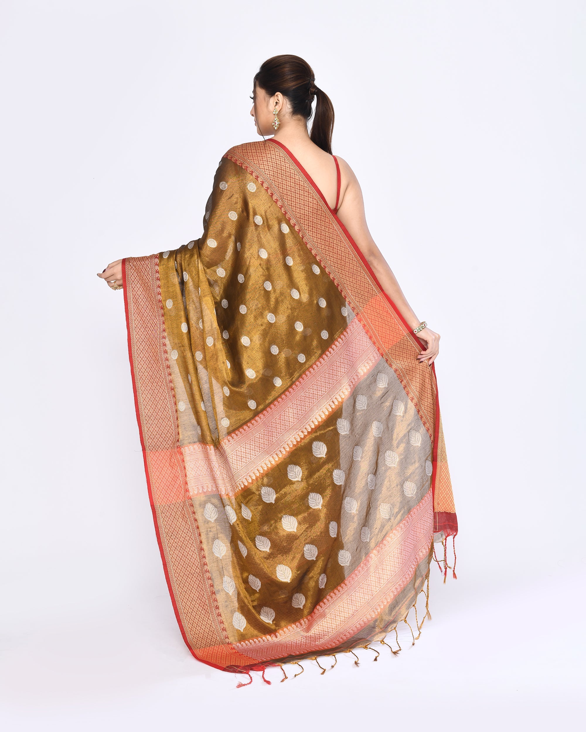 Piyari Fashion Women's Golden Zari Cotton Tissue Jamdani Saree - Distacart