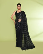Piyari Fashion Women's Black Zari Cotton Tissue Sequin Saree - Distacart