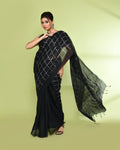 Piyari Fashion Women's Black Zari Cotton Tissue Sequin Saree - Distacart