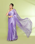 Piyari Fashion Women's Lavender Zari Cotton Tissue Sequin Saree - Distacart