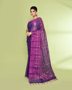 Piyari Fashion Women's Violet Zari Cotton Tissue Sequin Saree - Distacart