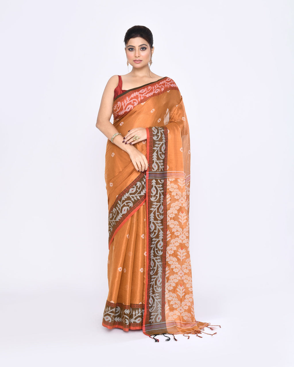 Piyari Fashion Women's Gold Zari Cotton Tissue Jamdani Saree - Distacart