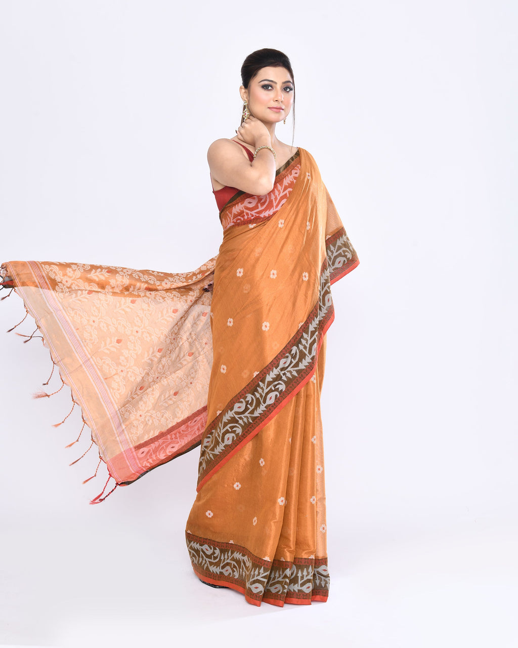 Piyari Fashion Women's Gold Zari Cotton Tissue Jamdani Saree - Distacart