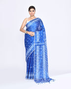 Piyari Fashion Women's Blue Zari Cotton Tissue Jamdani Saree - Distacart