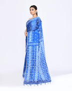 Piyari Fashion Women's Blue Zari Cotton Tissue Jamdani Saree - Distacart