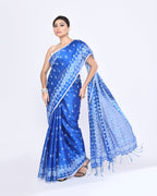 Piyari Fashion Women's Blue Zari Cotton Tissue Jamdani Saree - Distacart