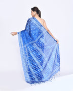Piyari Fashion Women's Blue Zari Cotton Tissue Jamdani Saree - Distacart