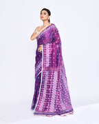 Piyari Fashion Women's Purple Zari Cotton Tissue Jamdani Saree - Distacart