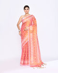 Piyari Fashion Women's Deep Peach Zari Cotton Tissue Jamdani Saree - Distacart