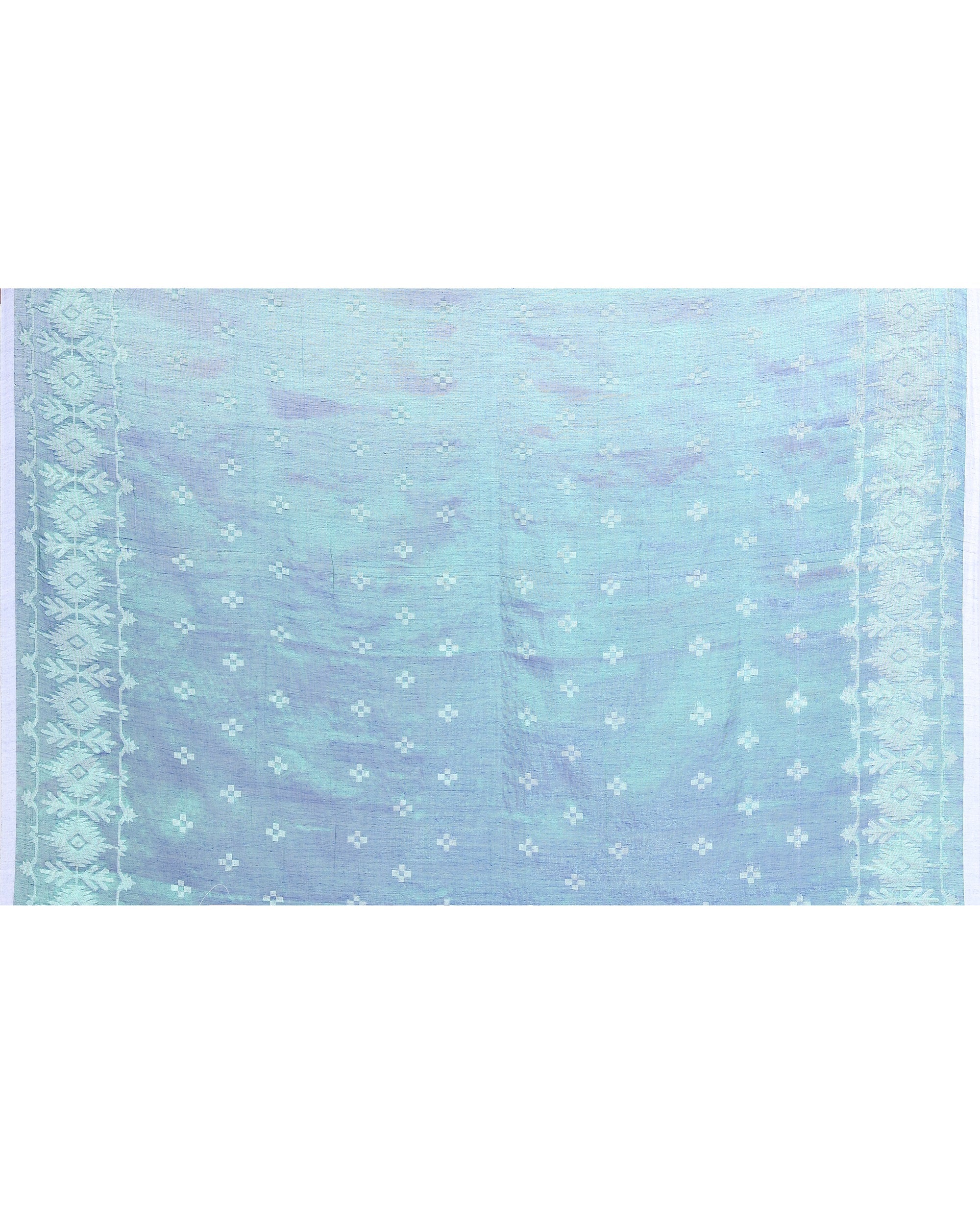 Piyari Fashion Women's Blue Green Zari Cotton Tissue Jamdani Saree - Distacart