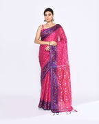 Piyari Fashion Women's Pink Zari Cotton Tissue Jamdani Saree - Distacart