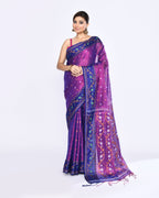 Piyari Fashion Women's Pink Blue Zari Cotton Tissue Jamdani Saree - Distacart