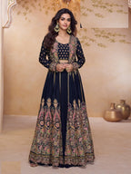 Aarshi Fashions Navy Blue Shimmer Wedding Gowns