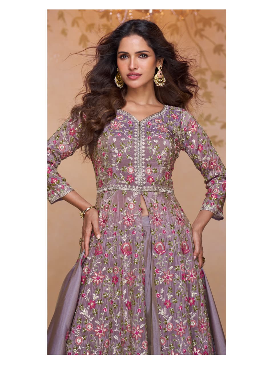 Aarshi Fashions Purple Shimmer Wedding Gowns