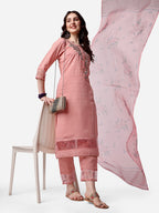 Embroidered Kurta With Pant & Dupatta Set, Multicolor - Hiral Fashion - Distacart